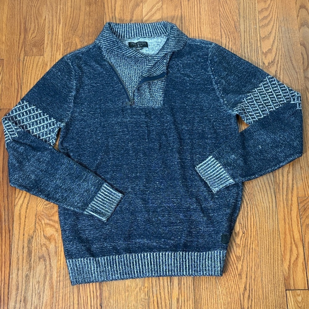 Trash Nouveau Knit Shawl Sweater‎ 1/4 Zip Blue Cotton Grunge Men’s M